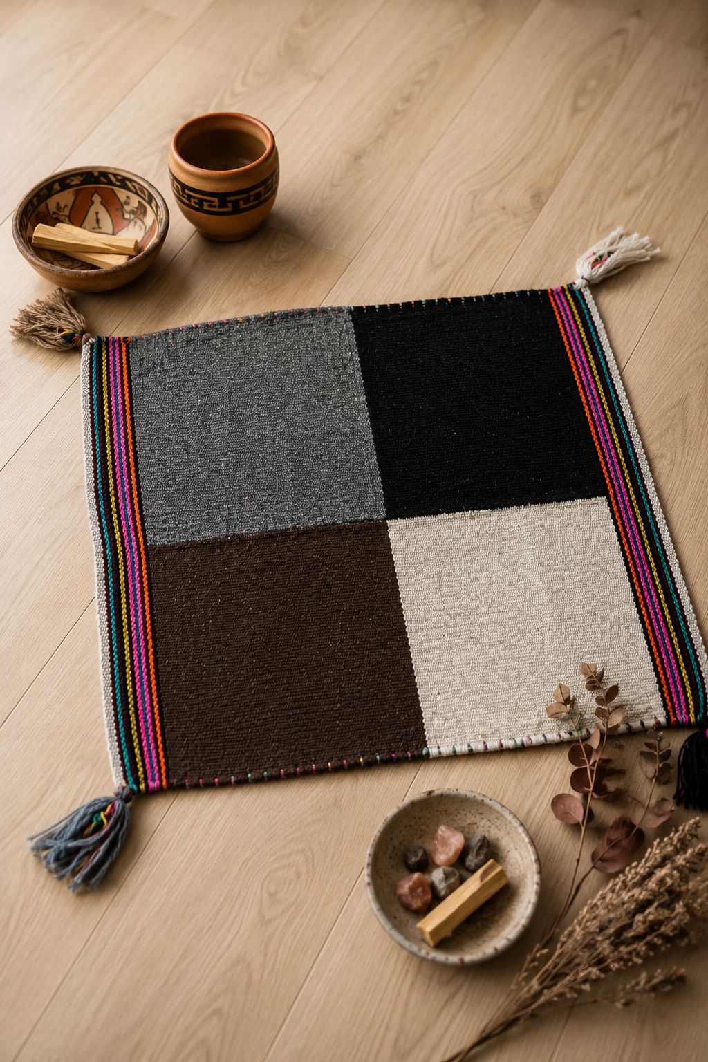 Unkuña Mestana – Four Suyos of the Inca Empire | Handwoven Natural Alpaca Ritual Cloth from the Ausangate Community, Peru | 3 Unique Models