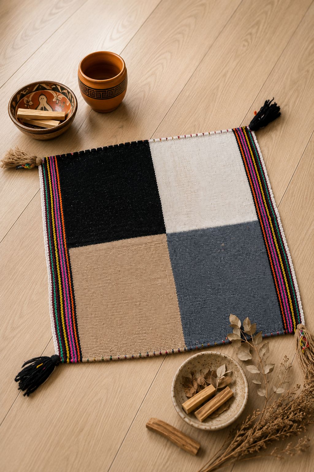 Unkuña Mestana – Four Suyos of the Inca Empire | Handwoven Natural Alpaca Ritual Cloth from the Ausangate Community, Peru | 3 Unique Models