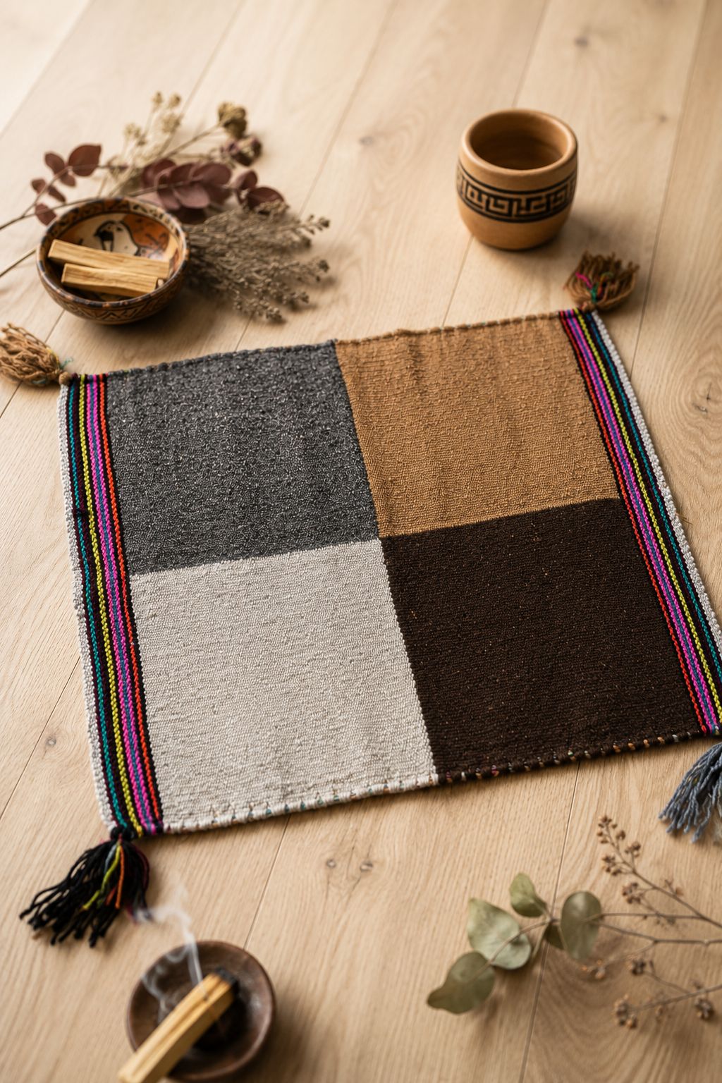 Unkuña Mestana – Four Suyos of the Inca Empire | Handwoven Natural Alpaca Ritual Cloth from the Ausangate Community, Peru | 3 Unique Models