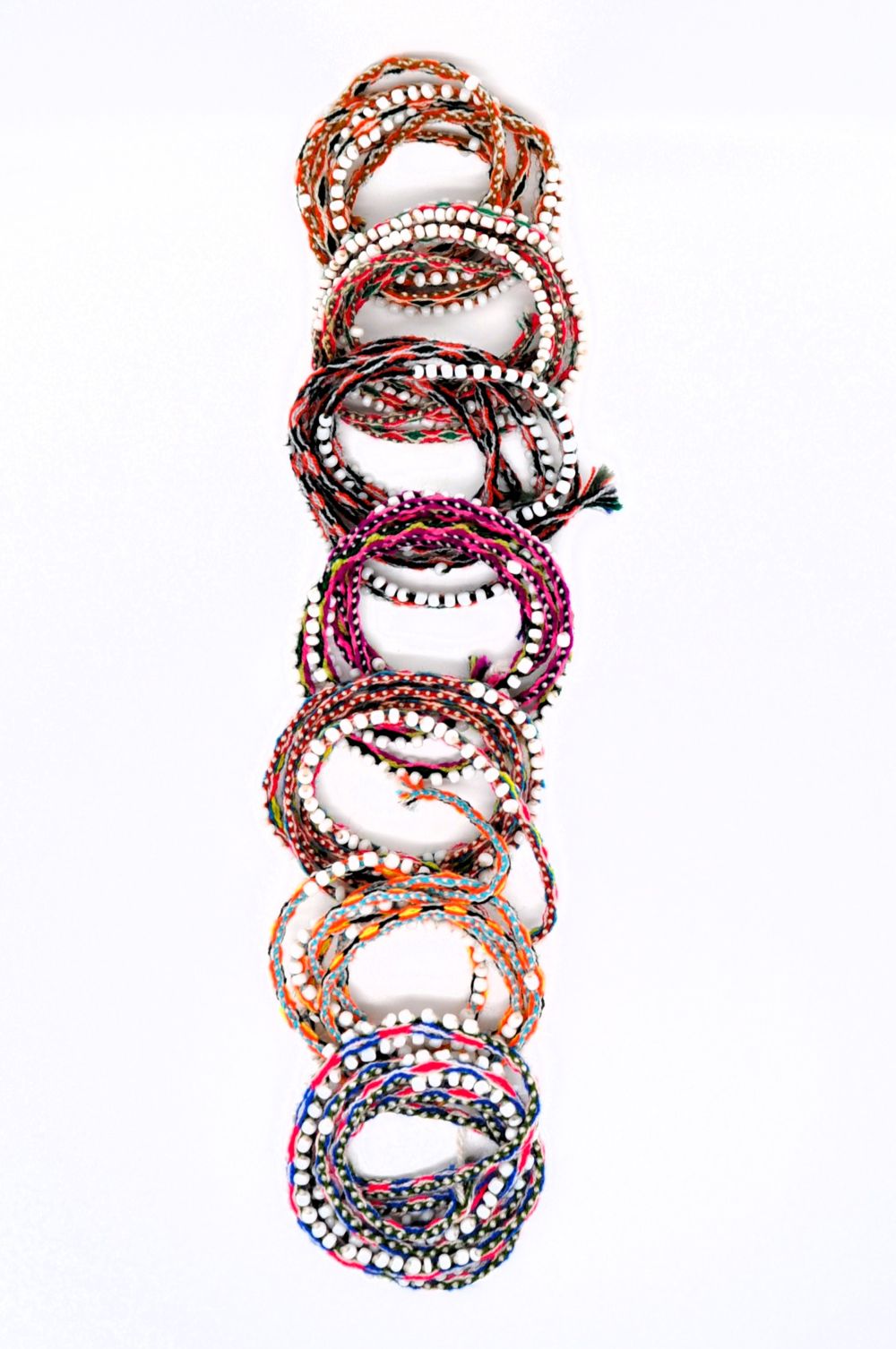 Set of Handmade Peruvian Watana Bracelets – Artisan Wool & Glass Bead Bracelet Set, 3, 6 or 9 Pieces