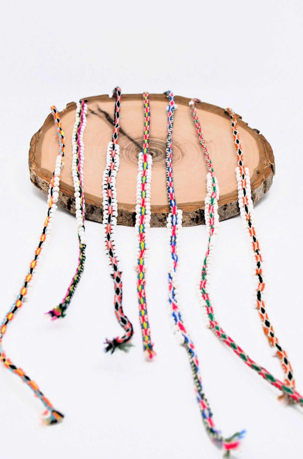 Set of Handmade Peruvian Watana Bracelets – Artisan Wool & Glass Bead Bracelet Set, 3, 6 or 9 Pieces