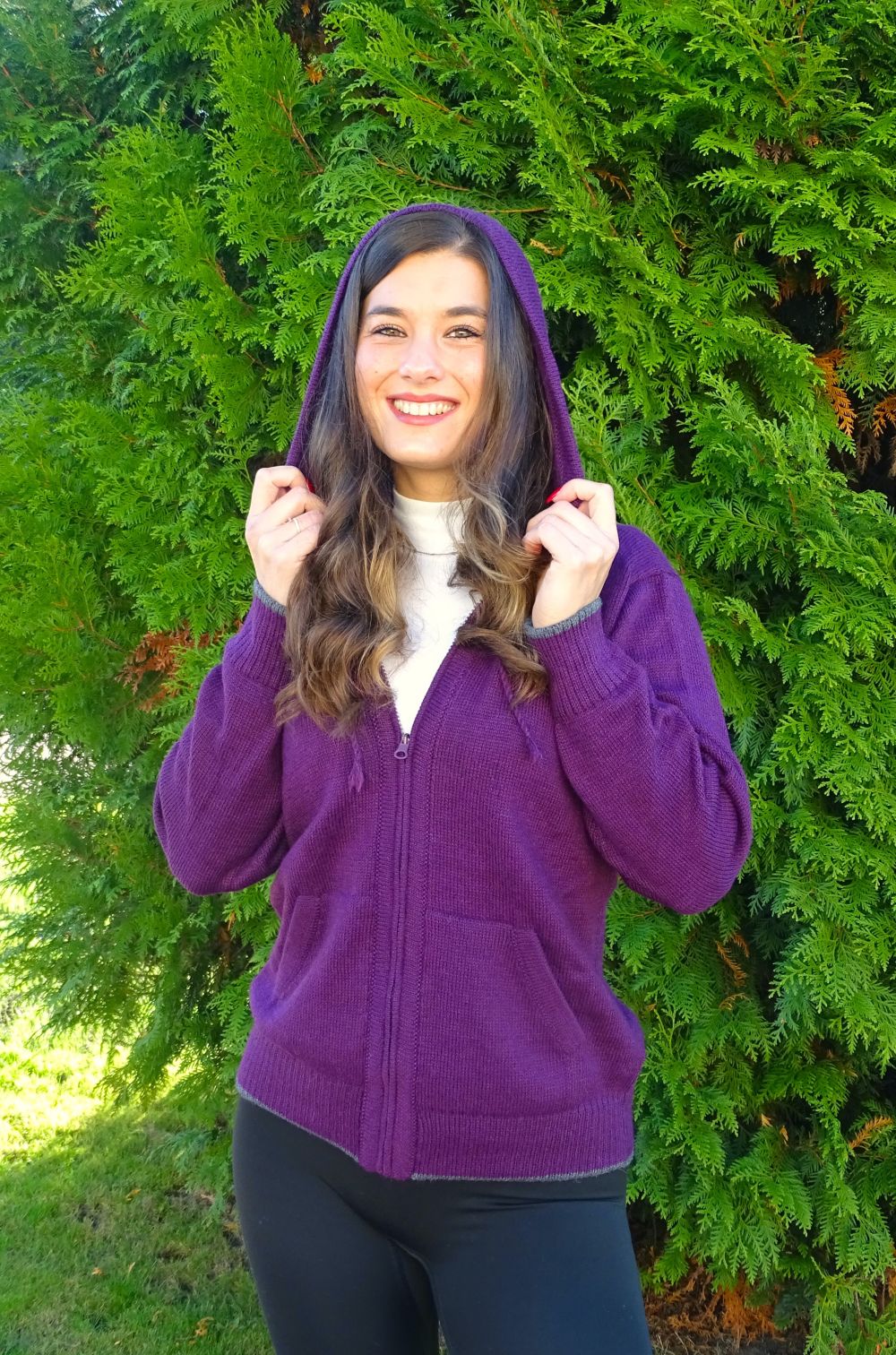 Chaqueta unisex de alpaca bebé con capucha y cremallera – Lujo ético 100 % natural