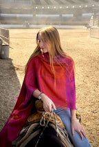 Baby Alpaca & Silk Shawl Red Fuchsia — Handwoven Reversible Boho Wrap | Zia's Beauties Peru