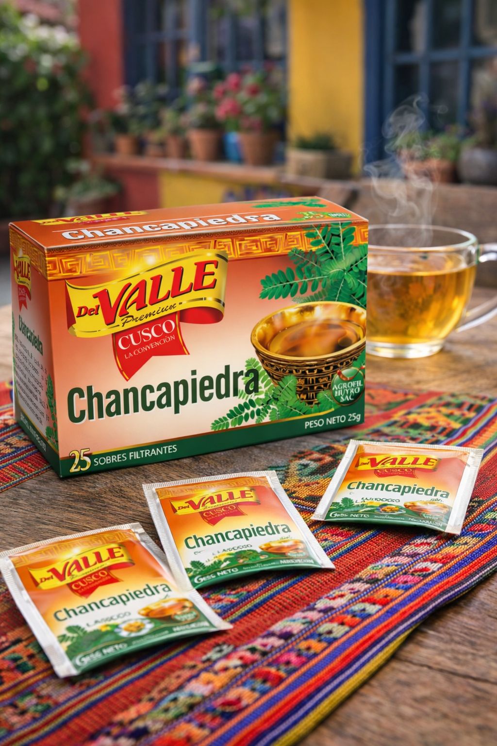 Del Valle Té Herbal Peruano 25 Bolsitas – Muña, Hierba Luisa, Uña de Gato y Emoliente | Infusiones Peruanas