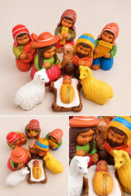 Cuzqueños Peruvian Nativity Set — 8 Pieces, 10.5 cm, Andean Hats