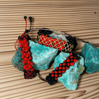 4-Row Flag-Style Huayruro & Chirmi Bracelet, Peru