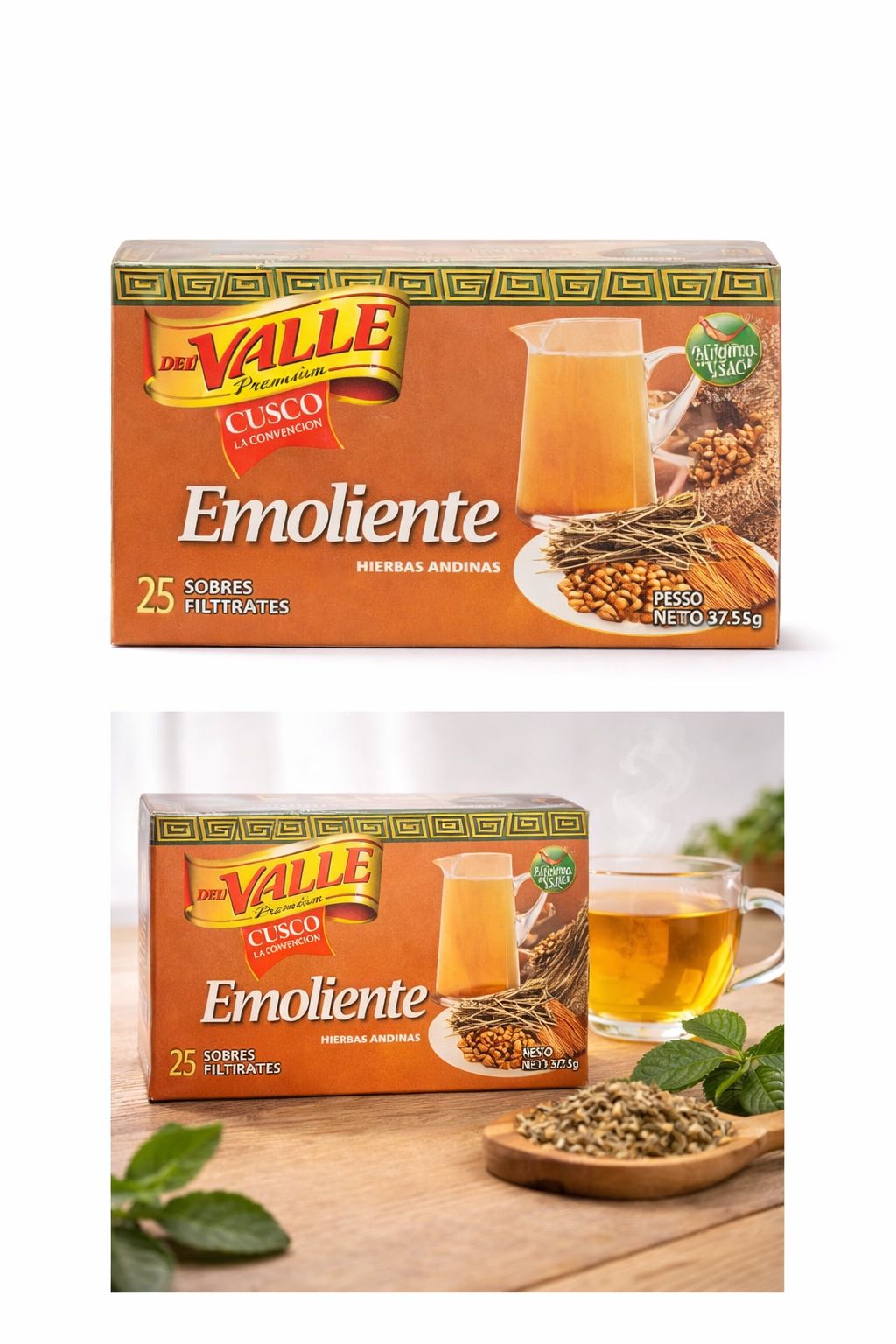 Del Valle Té Herbal Peruano 25 Bolsitas – Muña, Hierba Luisa, Uña de Gato y Emoliente | Infusiones Peruanas