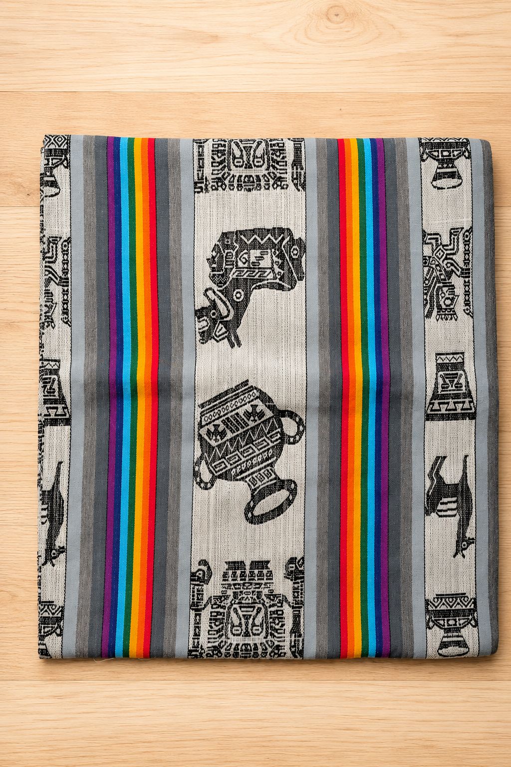 XL Handwoven Peruvian Textile | Pre-Inca Chimú Design in Cotton & Polyester — Wall Tapestry or Table Runner