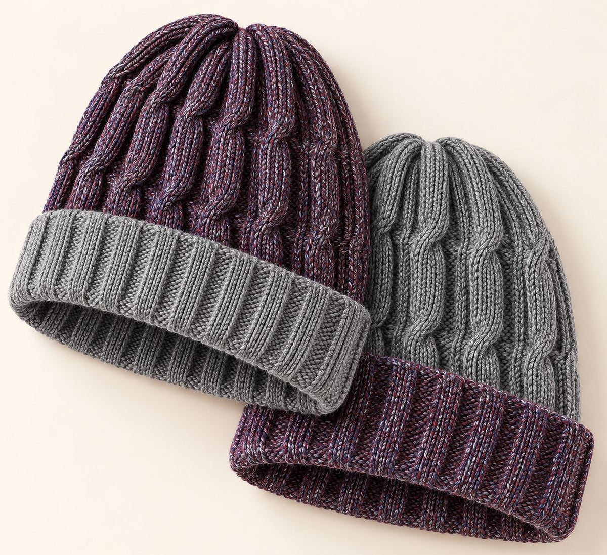 Reversible Baby Alpaca Beanie – Greys & Blues | Iskay