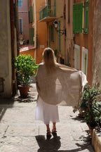 Châle en alpaga bébé et soie beige et marron – Écharpe réversible de luxe tissée à la main au Pérou