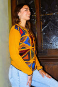 Baby Alpaca Vest Women | Mustard Open Front Cardigan | Inca Geometric Handwoven | Ethical Peruvian Luxury Knitwear (Copy)