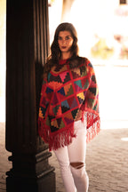 Poncho peruano de alpaca bebé tejido a mano | Poncho peruano de lana de inspiración inca