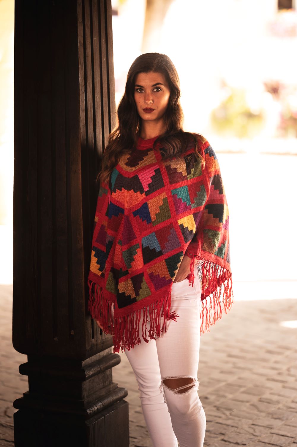 Poncho peruano de alpaca bebé tejido a mano | Poncho peruano de lana de inspiración inca