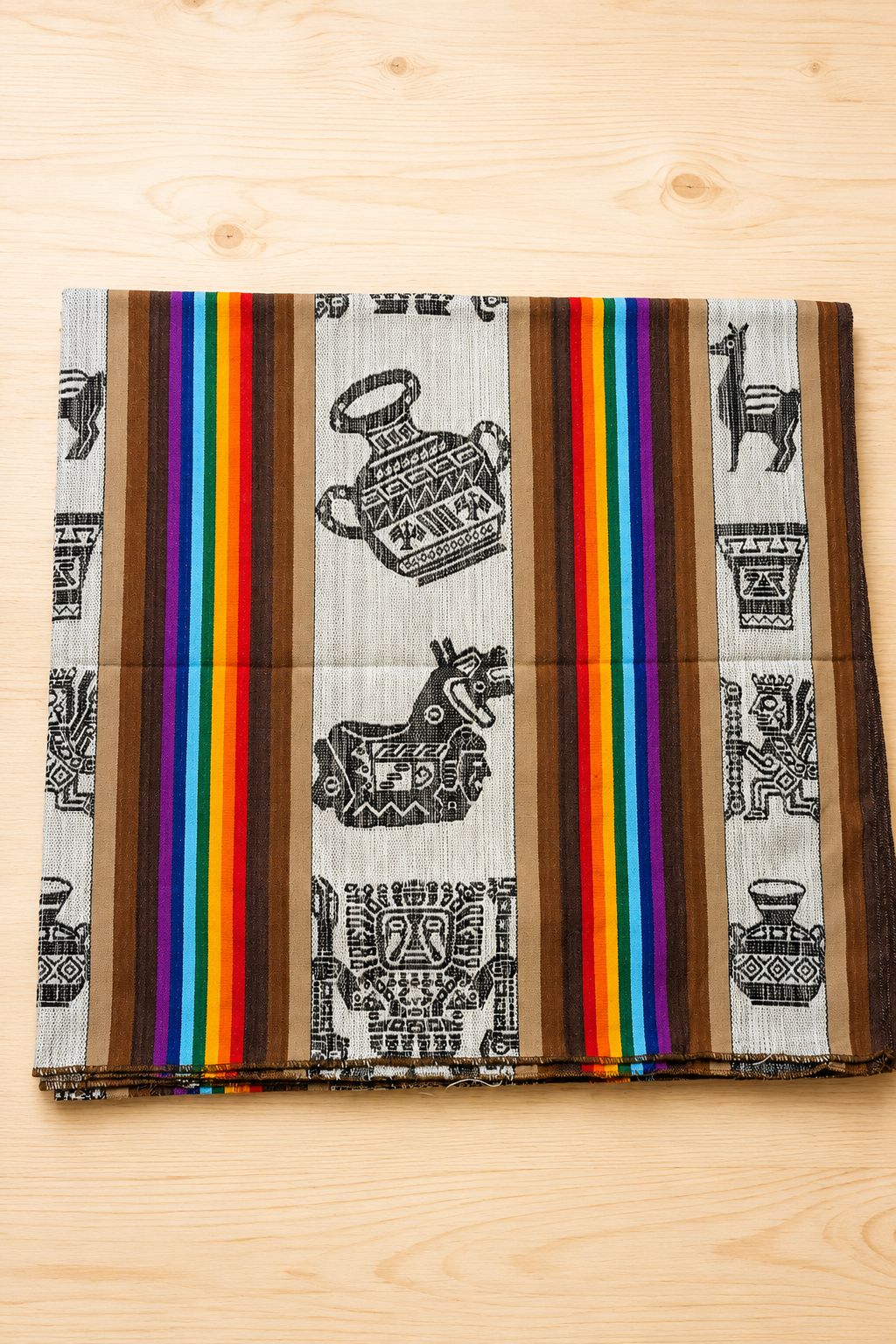 XL Handwoven Peruvian Textile | Pre-Inca Chimú Design in Cotton & Polyester — Wall Tapestry or Table Runner