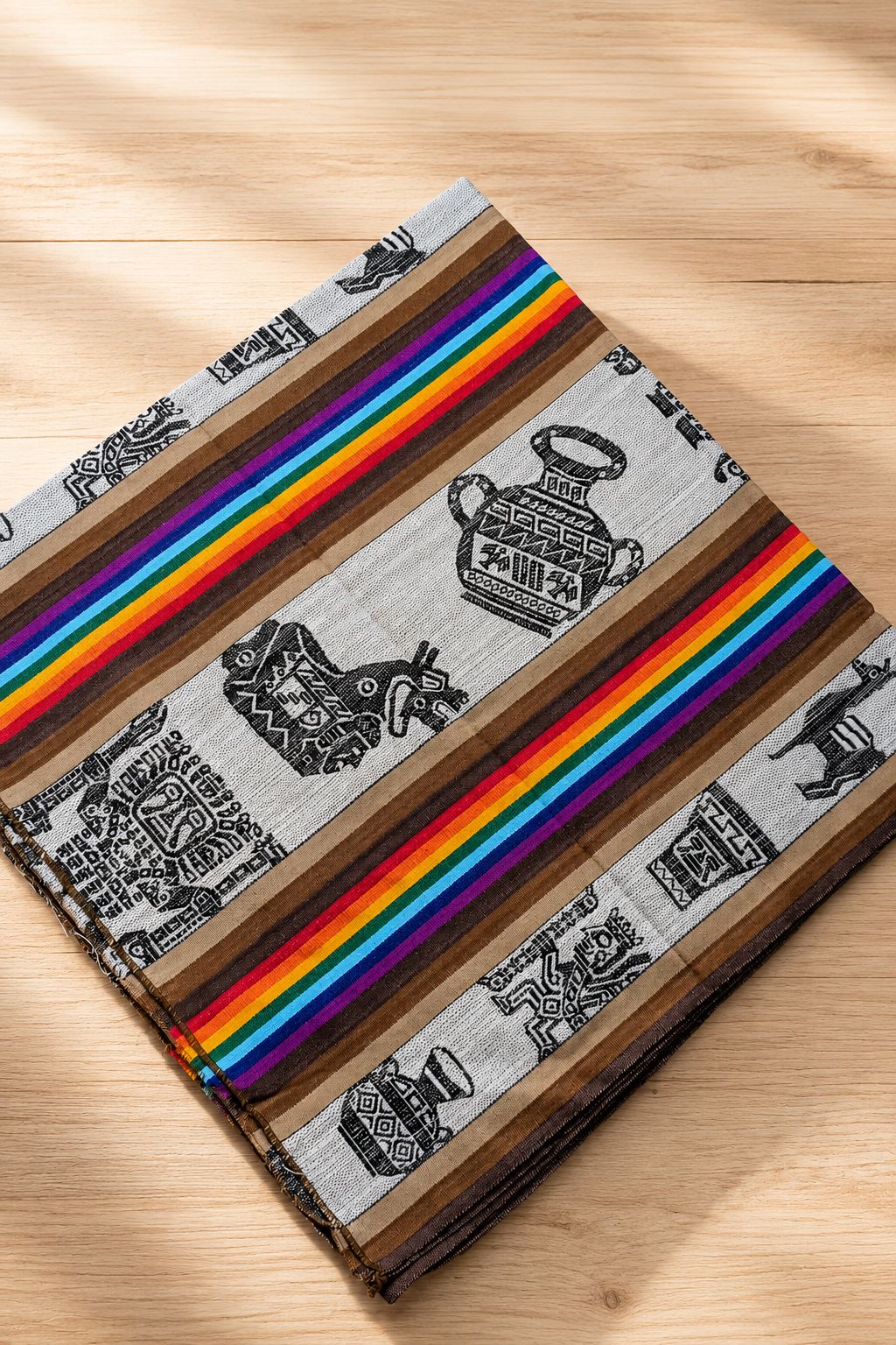 XL Handwoven Peruvian Textile | Pre-Inca Chimú Design in Cotton & Polyester — Wall Tapestry or Table Runner