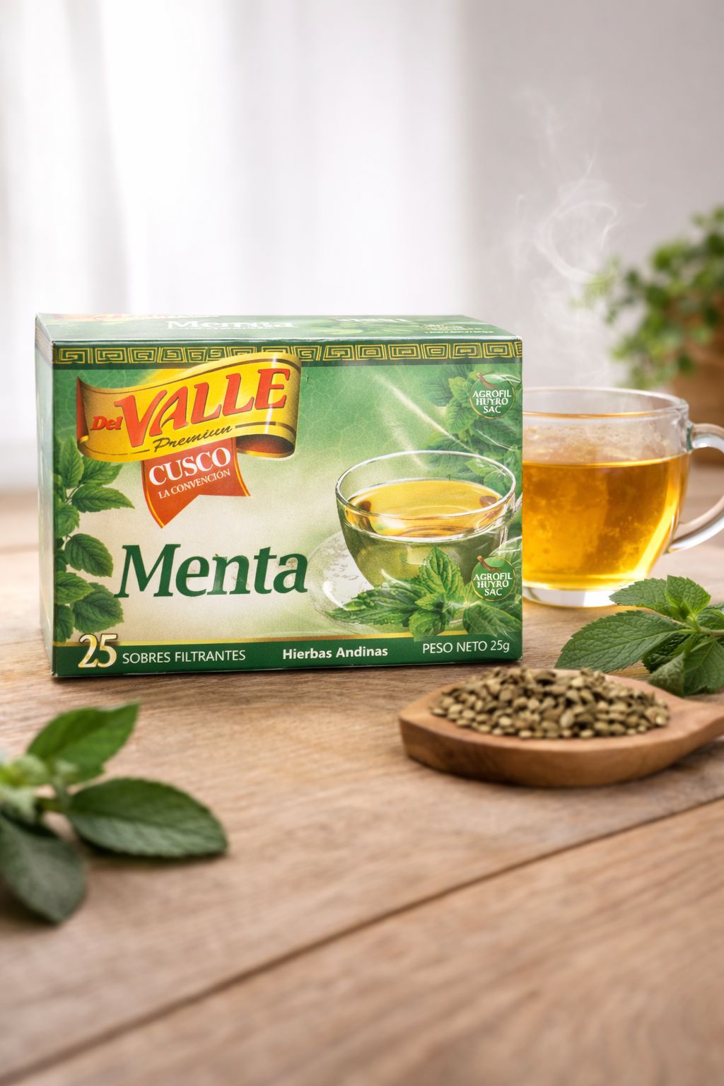 Del Valle Té Herbal Peruano 25 Bolsitas – Muña, Hierba Luisa, Uña de Gato y Emoliente | Infusiones Peruanas