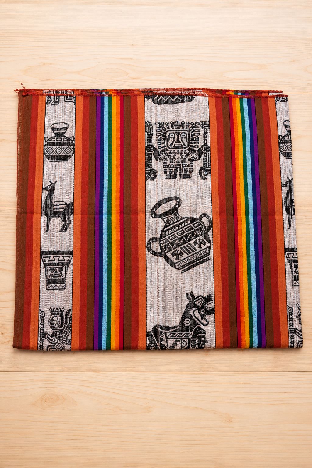 XL Handwoven Peruvian Textile | Pre-Inca Chimú Design in Cotton & Polyester — Wall Tapestry or Table Runner