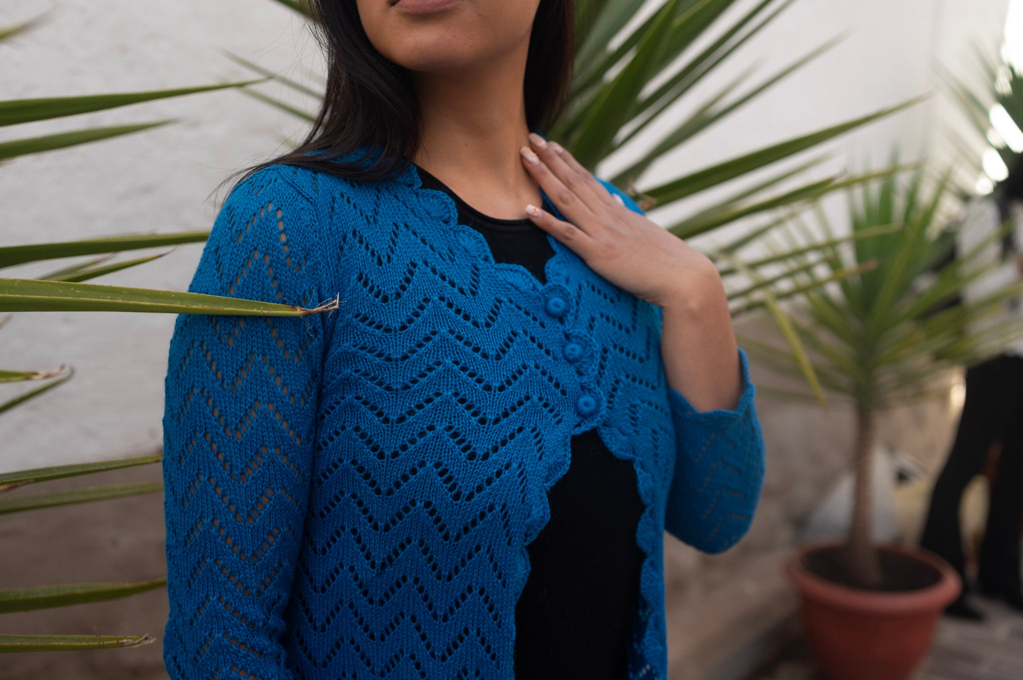 Handmade Lace Knit Cardigan – Soft Light Palette | Artisan Ethical Knitwear from Peru