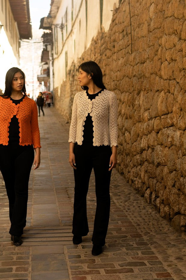 Handmade Lace Knit Cardigan – Essential Neutrals | Artisan Luxury Knitwear from Peru