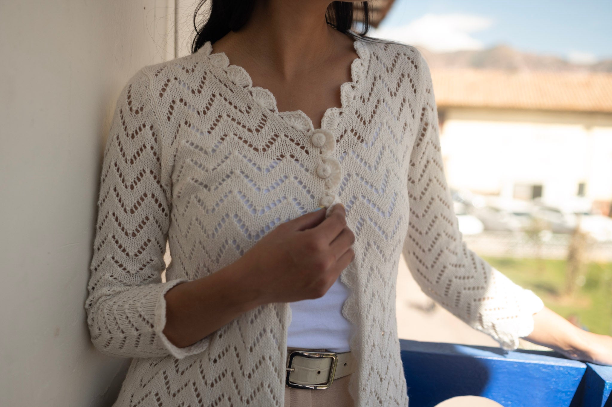 Handmade Lace Knit Cardigan – Essential Neutrals | Artisan Luxury Knitwear from Peru