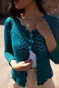 Artisan Lace Knit Cardigan – Statement Jewel Tones | Handmade Ethical Knitwear Peru