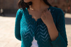 Artisan Lace Knit Cardigan – Statement Jewel Tones | Handmade Ethical Knitwear Peru
