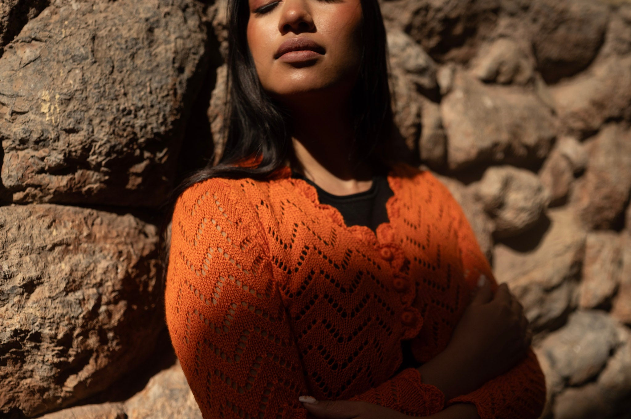 Handmade Lace Knit Cardigan – Sunlit Heritage Tones | Peruvian Artisan Boutique Knitwear