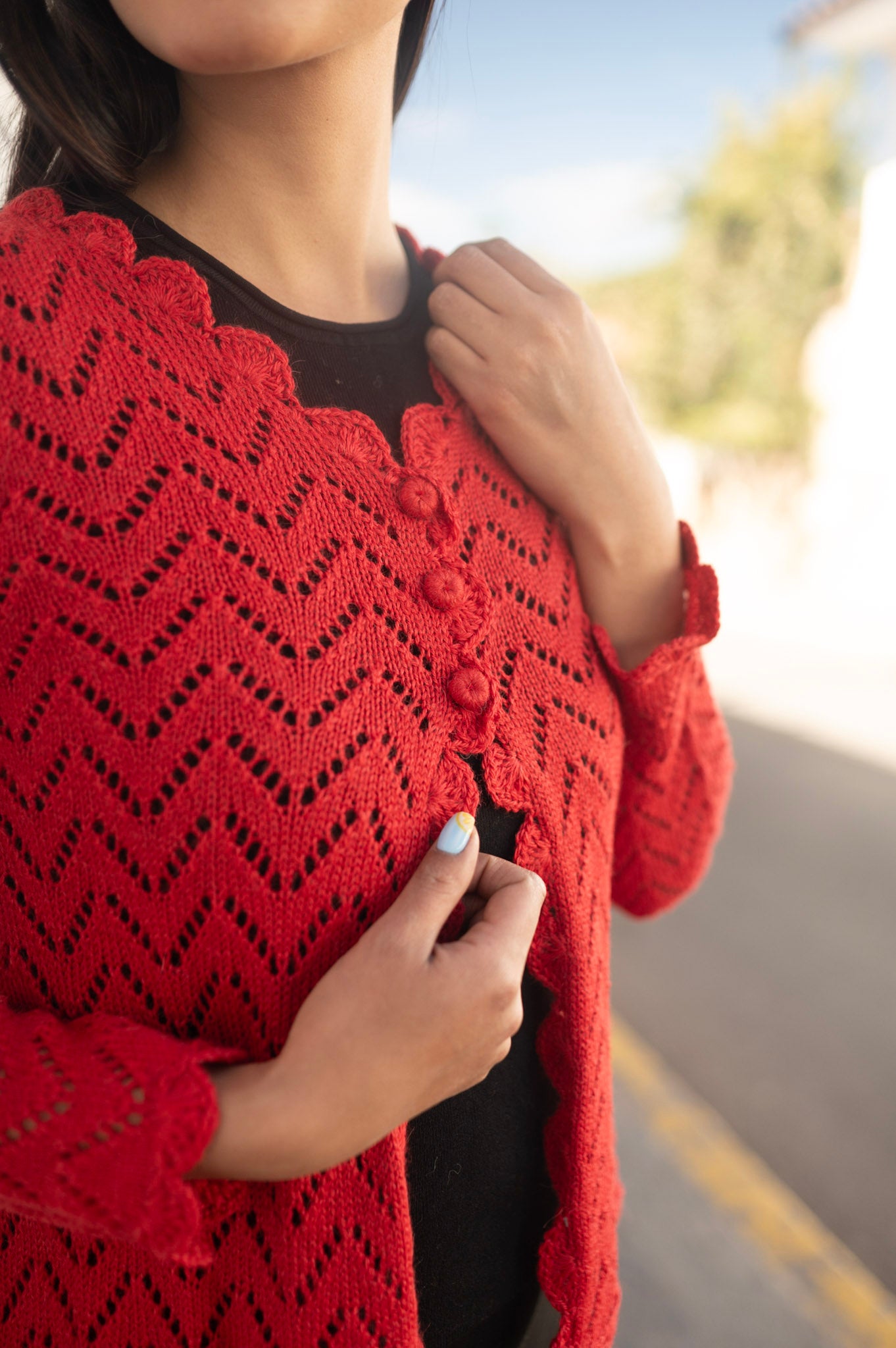 Artisan Lace Knit Cardigan – Statement Jewel Tones | Handmade Ethical Knitwear Peru