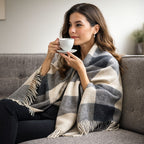 Plaid Cuadros Beige, Noir et Gris-7