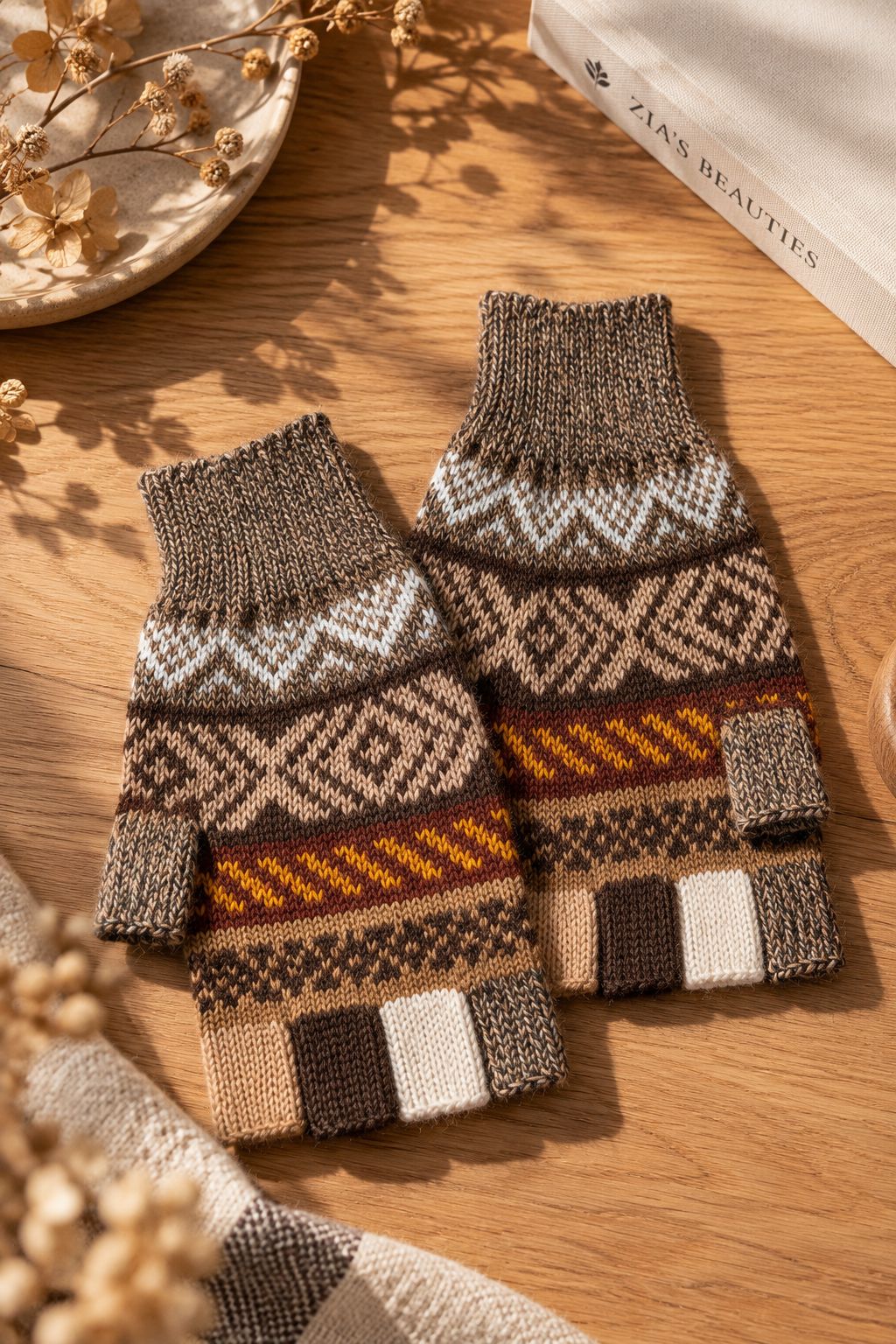 Mitaines en Baby Alpaga — Tons Neutres & Terre, Taille S-M