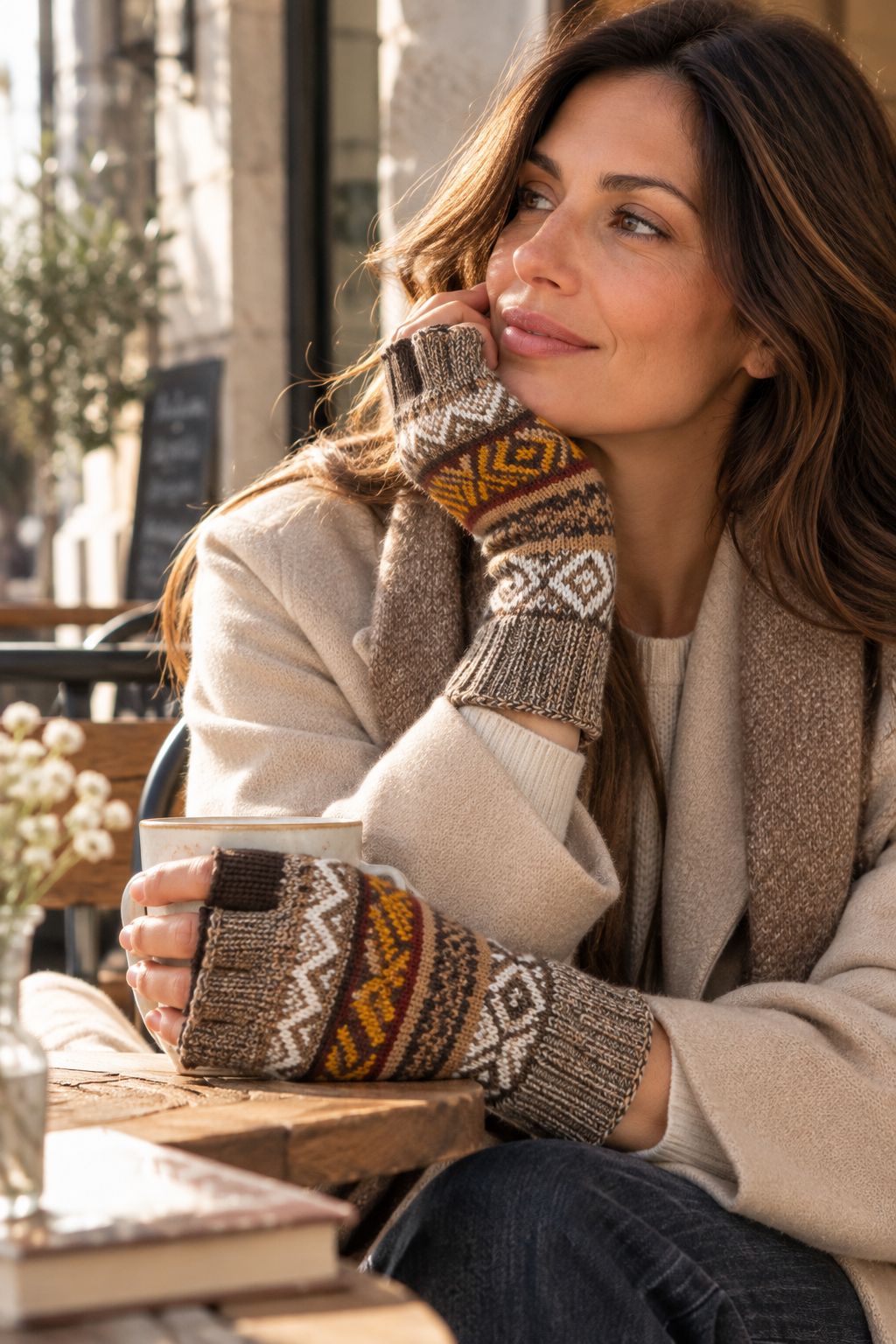 Mitaines en Baby Alpaga — Tons Neutres & Terre, Taille S-M