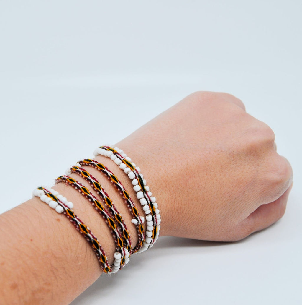Handmade Peruvian Watana Bracelet – Blue, Red, Green, Violet & Brown Andean Artisan Jewelry