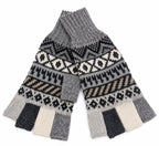 Mitaines en Baby Alpaga — Noir & Gris, Taille L
