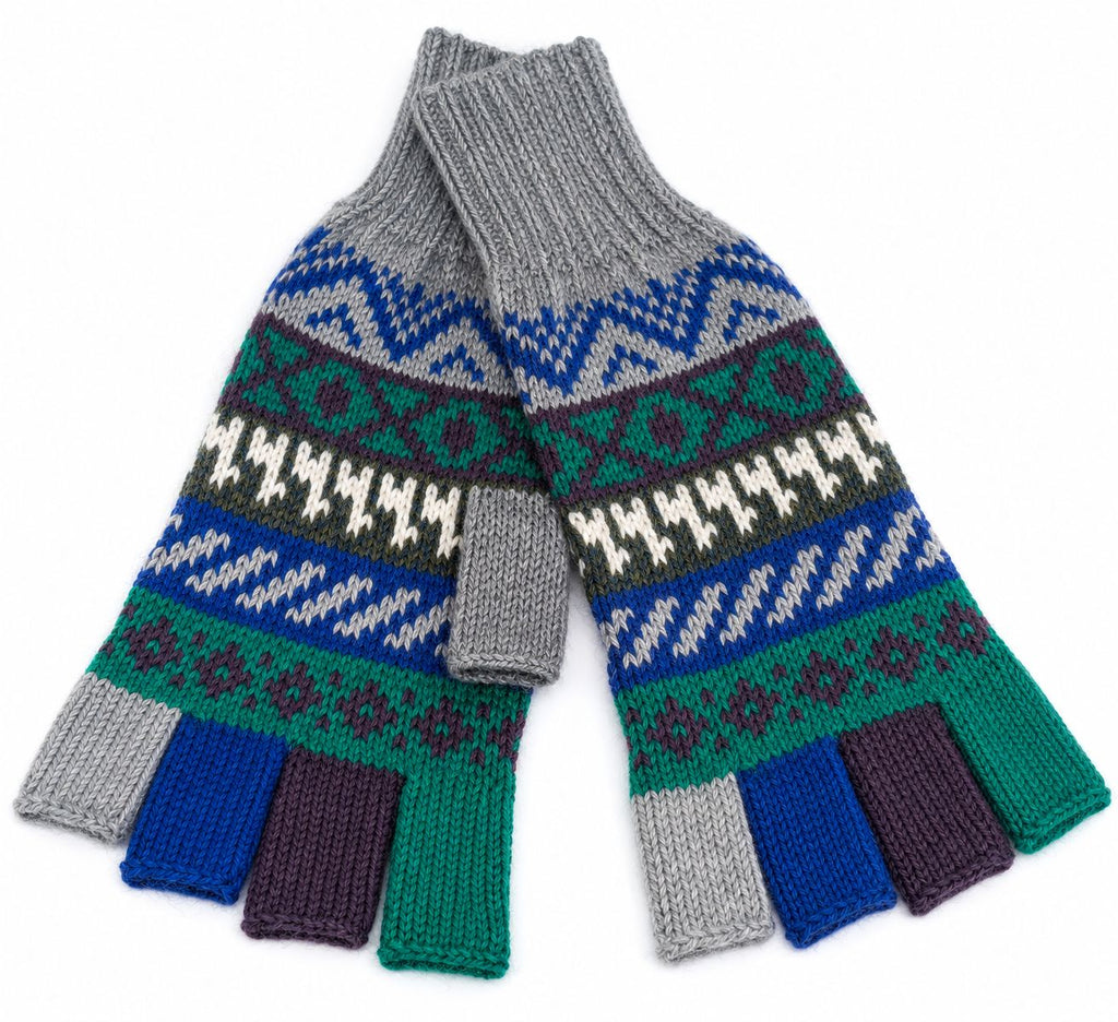 Mitaines en Baby Alpaga — Noir & Gris, Taille L