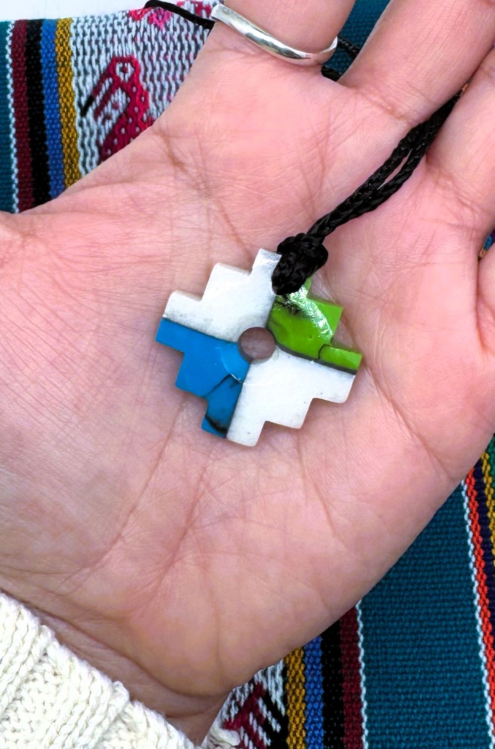 Chakana Inca Cross | Hand-Carved Natural Stone Talisman from Peru — Andean Spiritual Amulet