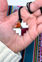 Chakana Inca Cross | Hand-Carved Natural Stone Talisman from Peru — Andean Spiritual Amulet