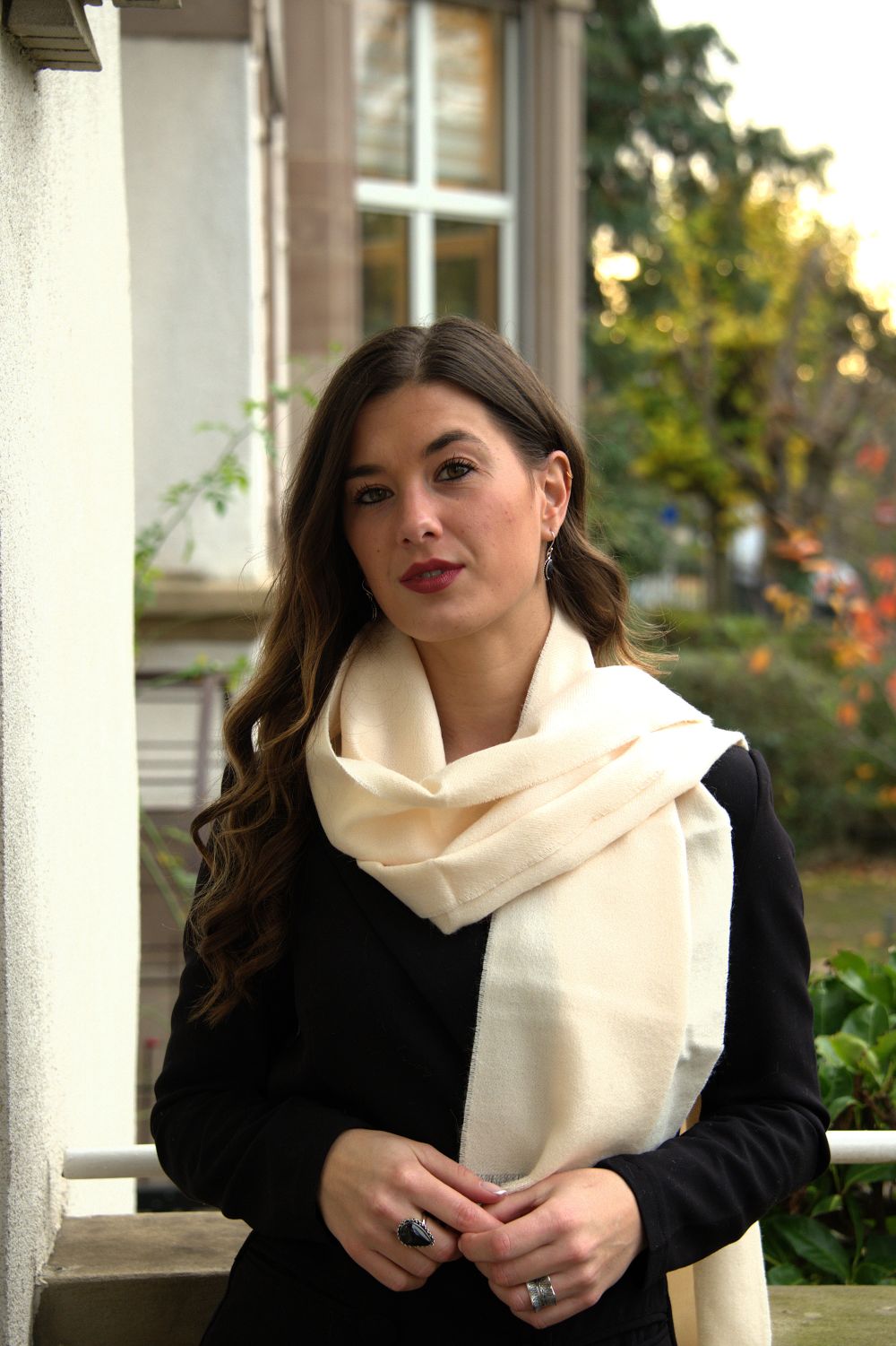 echarpe Beige franges coutes CamNo25-4_2