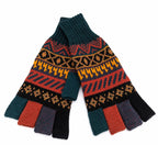 Baby Alpaca Fingerless Gloves - Greens, Size L