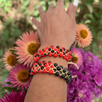 4-Row Flag-Style Huayruro & Chirmi Bracelet, Peru