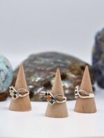 Solid Silver Ring with Three Diagonal Natural Gemstones - Image 4