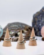 Solid Silver Ring with Three Diagonal Natural Gemstones - Image 6