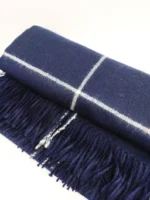 Luxurious Checkered Baby-Alpaca Throws | Peruvian Handwoven Blanket - Midnight Blue - Image 2