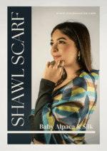 Sunset Dream – Handwoven Baby-Alpaca & Silk Shawl with Abstract Design: Luxurious Twilight - Image 2