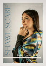 Sunset Dream – Handwoven Baby-Alpaca & Silk Shawl with Abstract Design: Luxurious Twilight - Image 5