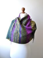 Baby Alpaca and Silk Peruvian Shawl: Elegant dark green with color touches - Image 5