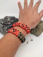Tetra-Line Huayruros and Black Chirmi Amazonian Seed Bracelet
