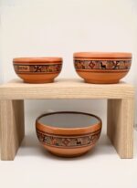 Set of 3 Peruvian Hand-Painted Ceramic Bowls - Natural Model - Image 2