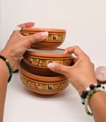 Set of 3 Peruvian Hand-Painted Ceramic Bowls - Yellow Model - Image 2