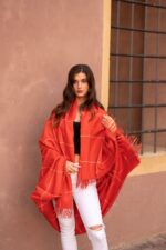 Luxurious Checkered Baby-Alpaca Throws | Peruvian Baby-Alpaca blanket- Vibrant Coral-Red