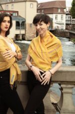 Baby Alpaca and Silk Peruvian Shawl: Energetics Sun Colors - Image 4